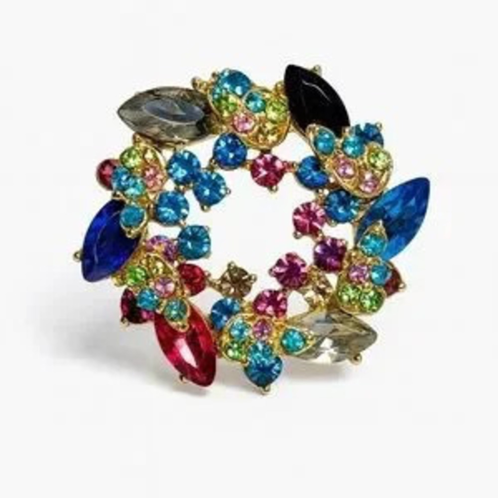 ?? Multicolor Crystal Floral Brooch